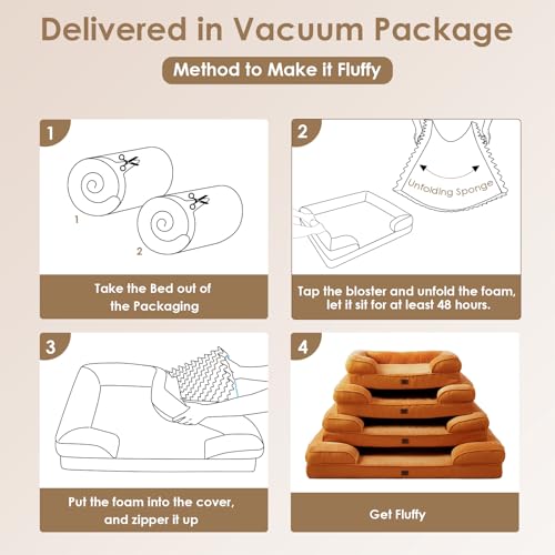 Orthopedic Extra Large Dog Bed (Pumpkin Orange / 44.0"l X 32.0"w X 6.5"th)