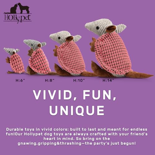 Armadillo Squeaky Dog Toys for Medium Large Dogs (14 IN / Bright Pink)