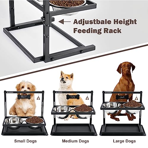 Elevated Dog Bowls with Slow Feeder for Large and Medium Dogs (Black & Grey - Slow Bowl & Mat / Large Dogs)