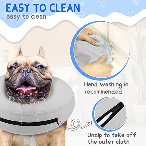 Inflatable Dog Cone Collar for Large Medium Small Dogs (Solid Grey / M(Neck 9"-12.5"))