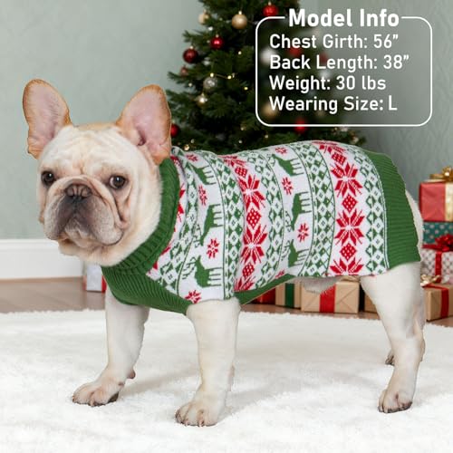 Dog Ugly Christmas Sweater for Small Dogs with Snowflake Reindeer (Small (4-7lbs) / Christmas (Green))