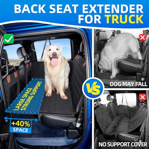 Dog Car Seat Cover for Back Seat (Black with Removable Surface / XL-for Full Size Truck)