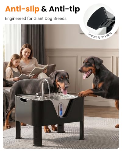 4.75Gal 18L Large Dog Water Fountain Elevated Dog Water Bowl & 3 Filters (Stainless Steel Silver / 4.76Gal Dog Fountain + 3 Filters)