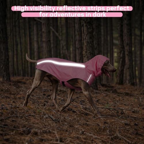 Pink Dog Raincoat with Reflective Strip Hoodie (XXL / Pink)