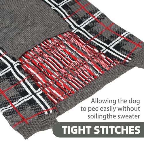 Dog Sweaters for Large Medium Small Dogs (L - Chest 28", Back 20" / Grey)