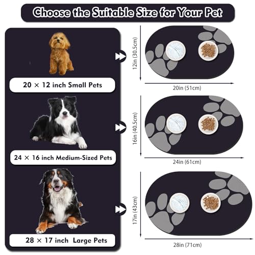 Pet Feeding Mat (20''x12'' / Black Paw)