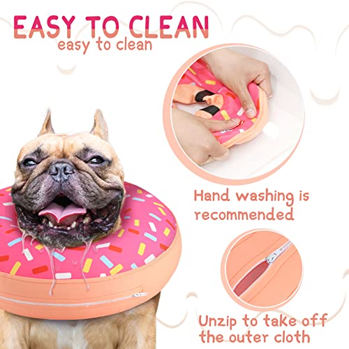 Inflatable Dog Cone Collar for Small Dogs Puppies Cats (Donut Pink / XS(Neck 4"-7"))