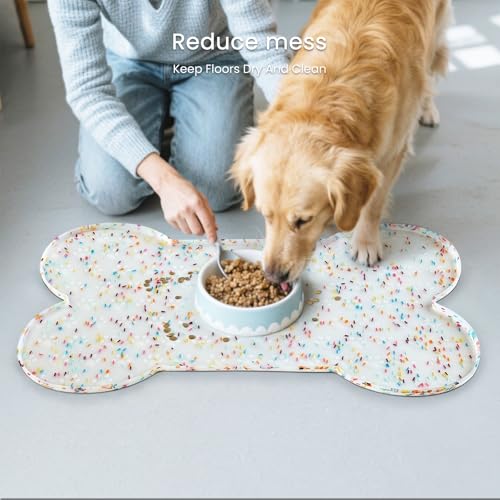 Dog Food Mat Anti (19.4" x 9.8" / Donut White)