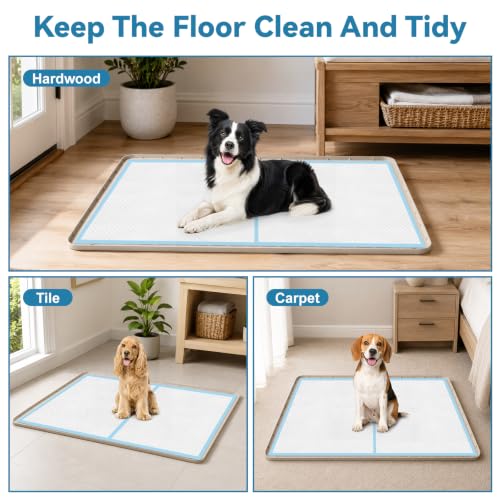 Silicone Dog Pee Pad Holder 40" x 28" Potty Training Tray (40"x28" / Kahki)