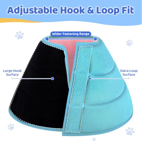 Soft Dog Cone Collar to Stop Licking After Surgery (Pink Blue / XXL)