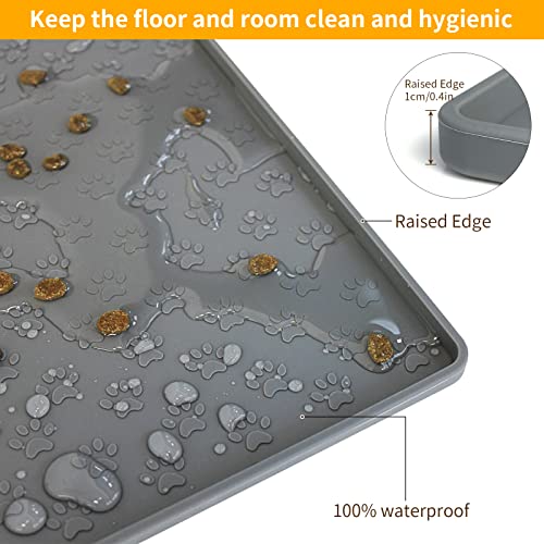Pet Placemat for Dog and Cat (18"L x 12"W / Grey)