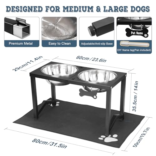 Elevated Dog Bowls (Black-111oz x 2 / Height: 14")
