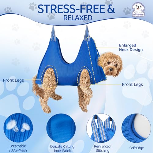 Pet Grooming Hammock for Small Dogs & Cats (XXS for Cats & Tiny Dogs 8LB / Blue)