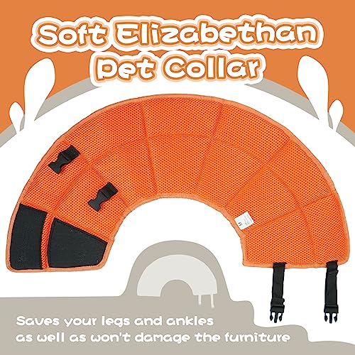 Adjustable Dog Cone for Spay (Orange / L(Neck Girth:13.39"-17.32"))