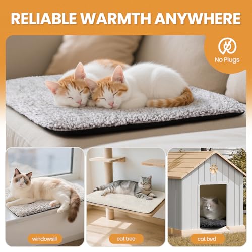 Self Warming Cat Bed Self Heating Cat Dog Mat Pet Pad Extra Warm (24.0"L x 18.0"W x 1.0"Th / A-Light Gray)