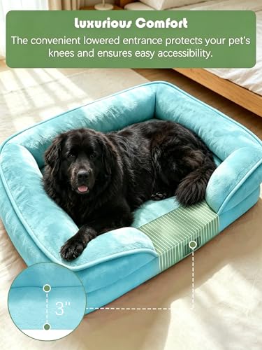 Orthopedic Dog Bed with Sides (53.0"L x 42.0"W x 8.0"Th / Ice Blue)
