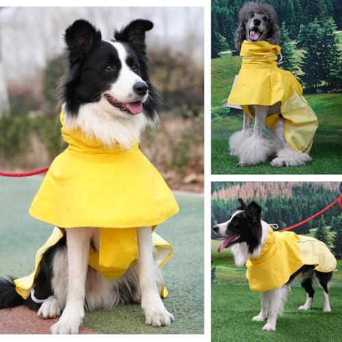 Dog Raincoat with High Collar (Yellow / Small(9-13lb))