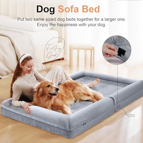 Orthopedic Dog Bed for Jumbo Dogs (Light Grey / 48.0"L x 33.0"W x 6.5"Th)