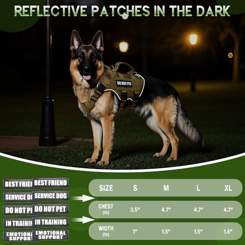 Tactical Molle Vest Mesh Dog Harness with 10 Removale Pet Patches (Small / Brown)