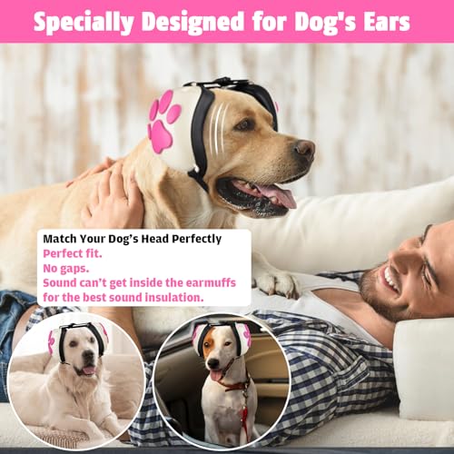 Dog Ear Muffs Noise Protection (White-pink / Large)