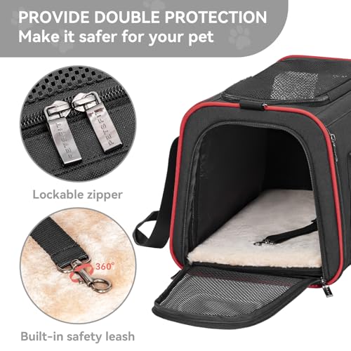 Medium Expandable Cat Carrier for Air Travel (17"L x 11"W x 11"H / Black)