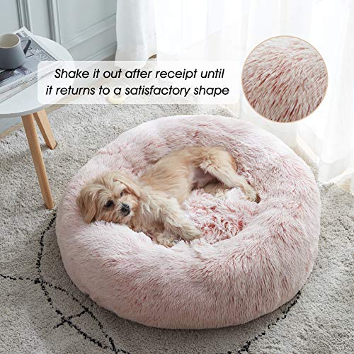 Western Home Calming Donut Medium Dog Bed Washable Pet Bed (Pink / 30.0"l x 30.0"w x 8.0"th)