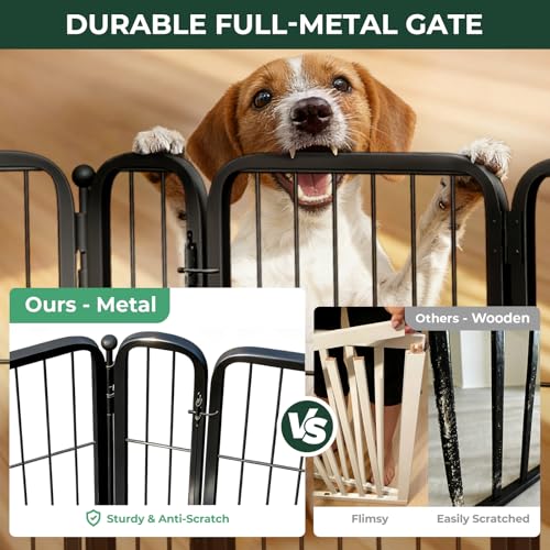 Dog Gate Extra Wide Adjustable for Openings Up to 165" (Black / Up to 165" W【5 Panels + 1 Door】 / 32"H)