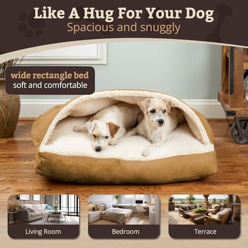 Rectangle Cozy Cave Dog Bed (Camel / Extra Large)