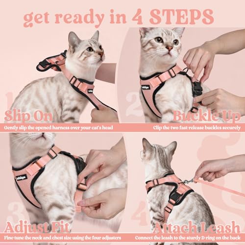 Cat Harness and Leash Set (M / Light Salmon Pink)