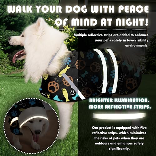 Dog Raincoats (Paw Black / Large)