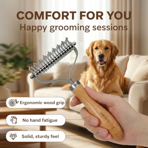 Undercoat Rake for Dogs (2 Sides Dematting Comb)