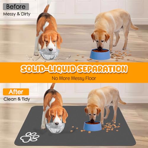 Dog Food Mat 36" x 24" Extra Large Absorbent Dog Mat for Food and Water (36"L x 24"W / Dark brown)