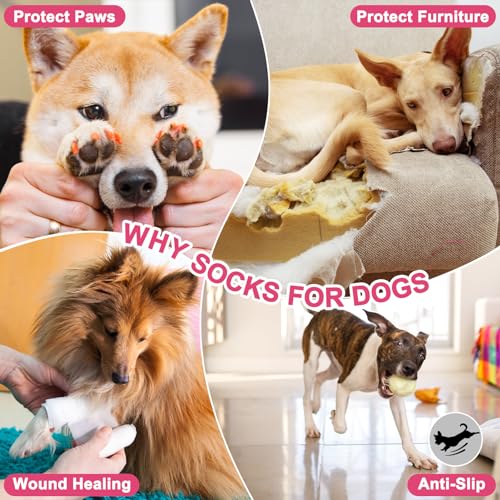 6PCS Anti Slip Dog Socks to Prevent Licking Paws (Small (6 Count) / Strawberry)