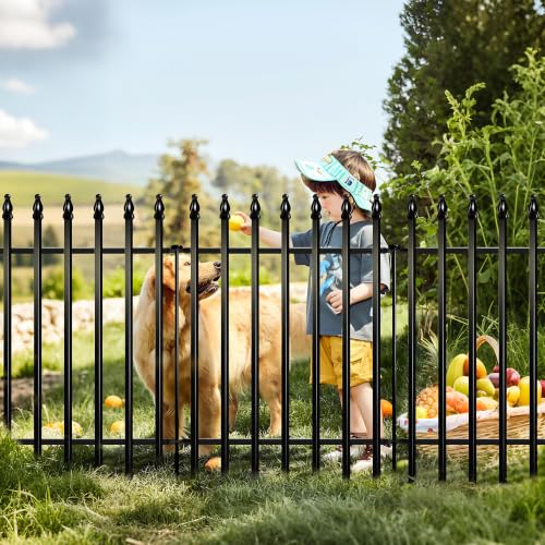 36"H x 28"W Metal Garden Fence (Black / 36″ H x 11.5 ft (5 Panels))