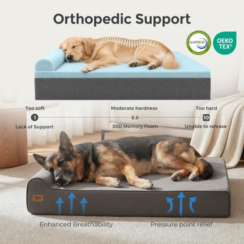 Orthopedic Dog Beds for Large Dogs (X-large / Dark Grey)