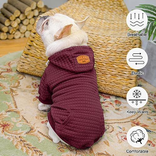 Dog Hoodies Sweater for Small Dogs (Wine Red / S (Back: 12",Chest: 16", Neck: 10"))