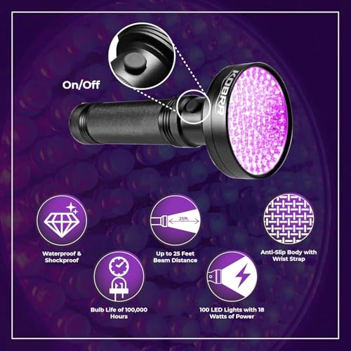 Kobra UV Black Light Flashlight 395nm (Pink / 100 LED)