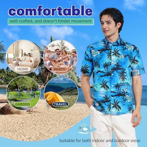 Dog Shirts Hawaii Dog Clothes for Small Medium Large Dogs Owner and Pet Shirts are Sold Separately (M-(44.09"Bust)-for Human / Blue Only for Human)