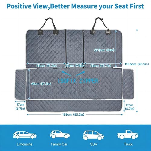 Grey Dog Car Seat Cover for Back Seat (Gray / ISOFIX Large)