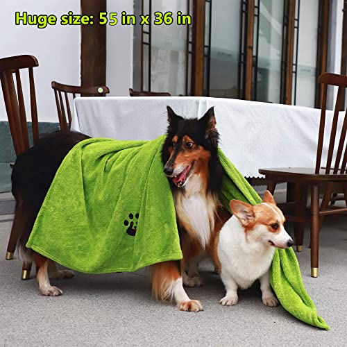 Extra Large Dog Towels for Drying Dogs (Green / XL-55" * 36")