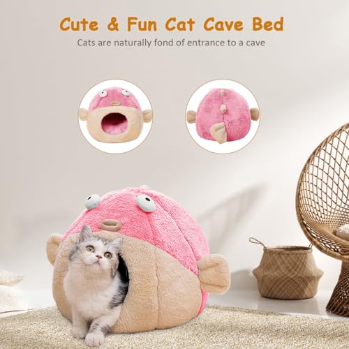 Cat Beds for Indoor Cats (M 14.6'' / pink)