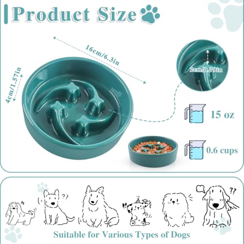 Ceramic Slow Feeder Dog Bowls (Deep Green-M)
