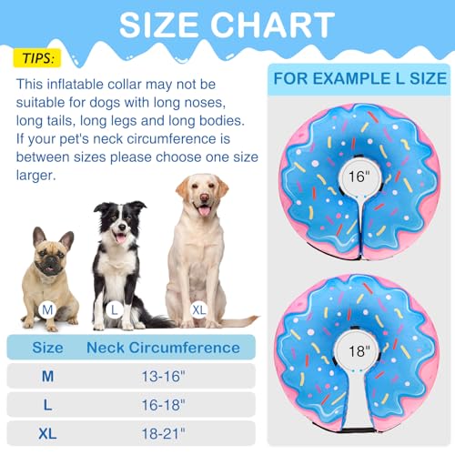 Dog Donut Collar Alternative After Surgery for Large Medium Dogs (Pink Donut / M(Neck 13"-16"))