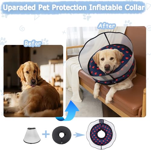 Inflatable Dog Cone Collar with Enhanced Anti (Medium+ / Love)