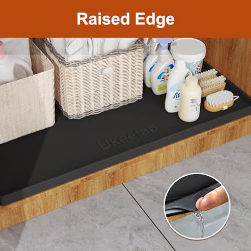 22" x 19" Extra Thick Silicone Mat Waterproof with Raised Edge (Black / 22"L x 19"W)