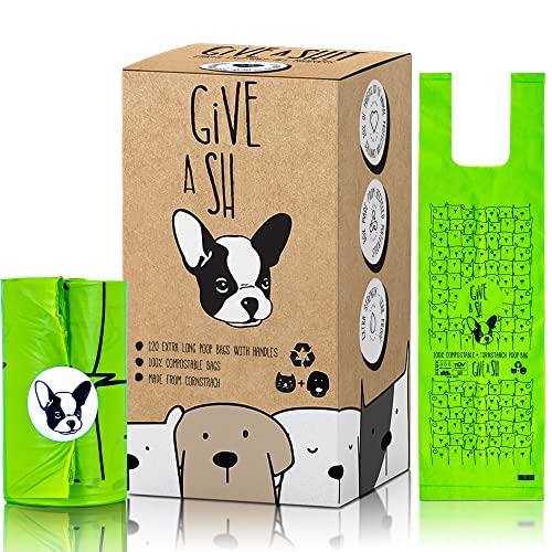 Certified Home Compostable Dog Poop Bags with Handles (1 Count (Pack of 120))