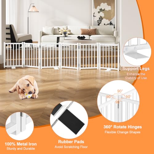 Short Dog Gate Indoor (White / 6 Panel-16''H, Up to 72’’ W)