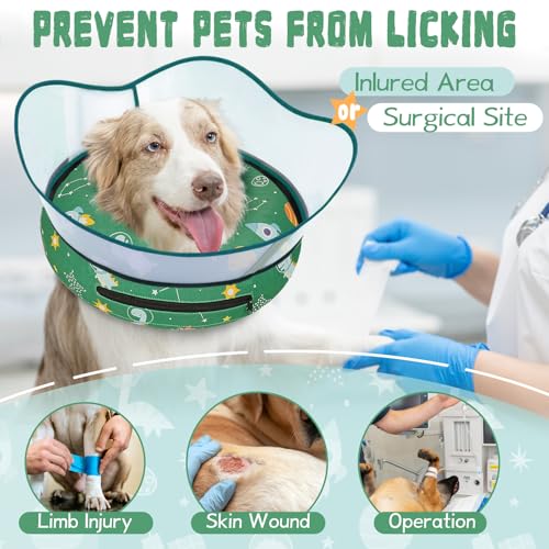 Elevated Inflatable Dog Cone Collar to Stop Licking (Green / XXL(Neck 18.5"-23.5"))