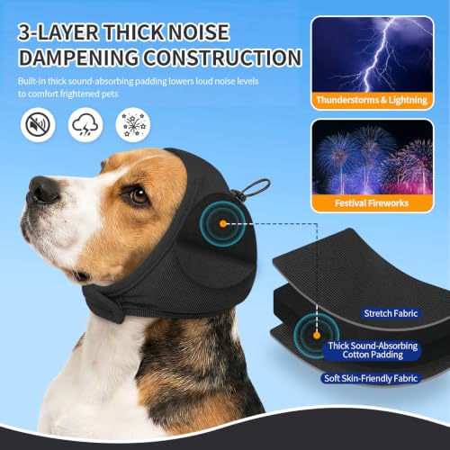 Dog Ear Cover Noise Protection (Small(Head Circle:10"-15") / Black)