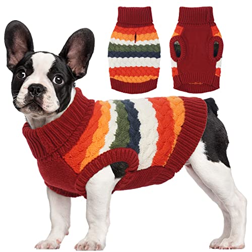 Dog Sweater Warm Dog Sweaters for Small Dogs Pet Christmas Outfit (Small (Chest: 13.7''; Weight: 6 - 9LB) / Red)